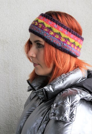 BOHO WINTER HEADBAND PURPLE PINK