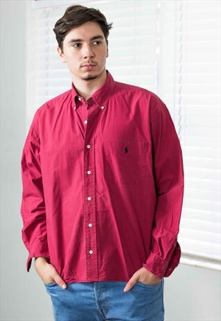 VINTAGE POLO RALPH LAUREN SHIRT LOGO 90S L 10.1
