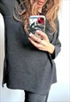 90S BLACK MINIMAL BASIC LONG SLEEVE TOP BLOUSE JUMPER