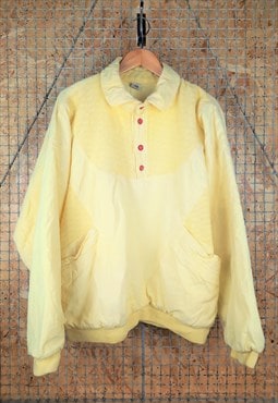 Vintage Pastel Jersey Panel Padded Jacket in Yellow 