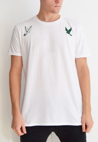 WHITE GE BIRDS (GREEN) T-SHIRT