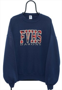 Vintage 90s FVHS Embroidered Navy Sweatshirt Mens