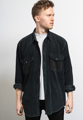 VINTAGE CORDUROY CORD SHIRT BLACK
