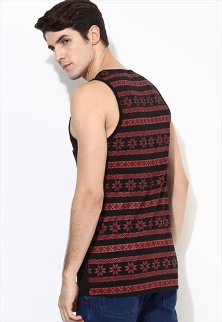 MENS TANK TOP AZTEC PRINT TOPS MUSCLE TOPS ORGANIC COTTON