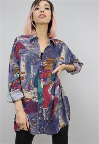 VINTAGE 80S/90S OVERSIZED PATTERNED SHIRT