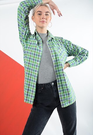 VINTAGE FLANNEL GRUNGE SHIRT IN BLACK