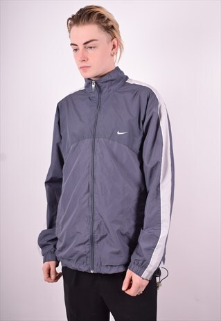 NIKE MENS VINTAGE TRACKSUIT TOP JACKET XL GREY 90'S