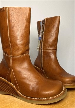 Y2K Destroy Vintage Deadstock Square Toe Boots in brown