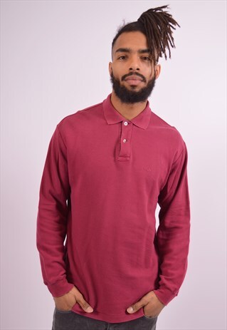 FILA MENS VINTAGE POLO SHIRT MEDIUM MAROON 90S
