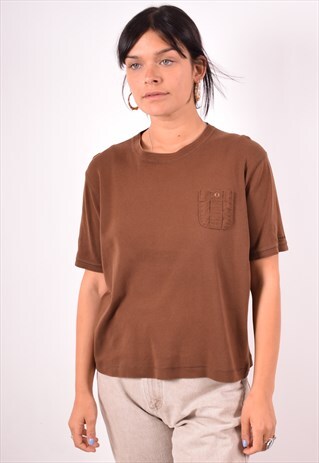 RALPH LAUREN WOMENS VINTAGE T-SHIRT TOP MEDIUM BROWN 90S