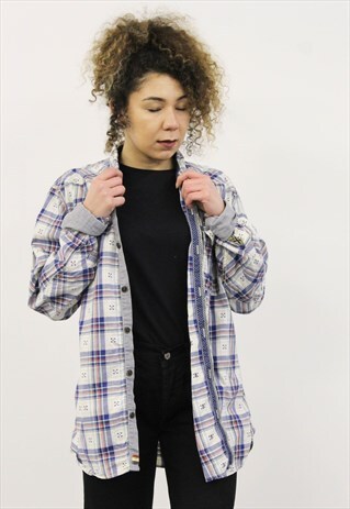 VINTAGE BLUE CHCEKED TOMMY HILFIGER SHIRT
