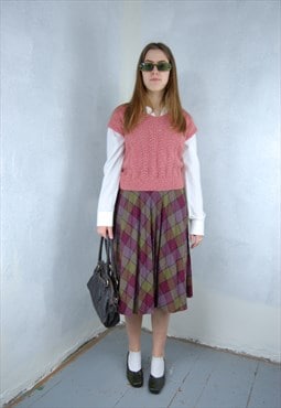 Vintage 80's glam retro crochet knitted light jumper vest