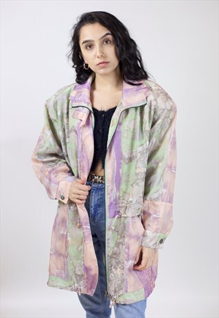 VINTAGE 90S PATTERNED LONG SHELL JACKET