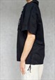 VINTAGE BLACK LINEN AND VISCOSE SHIRT, XL SIZE