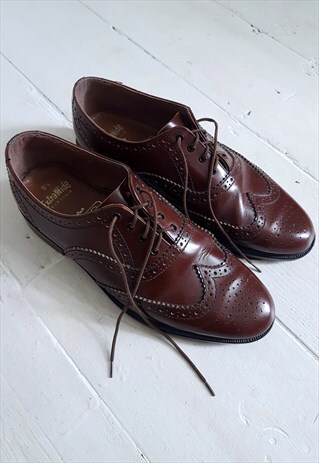 VINTAGE 80'S BROWN LEATHER STYLE BROGUES 