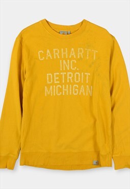 Vintage Carhartt Sweatshirt Pullover Print Yellow