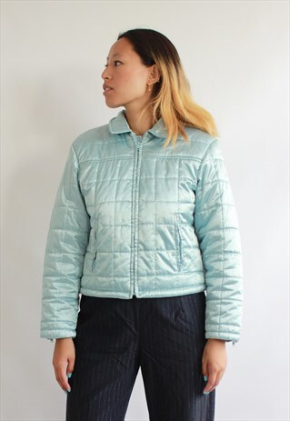 BABY BLUE FLEECE CROP JACKET