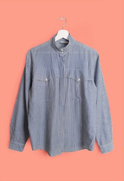 Vintage 90's Minimalist Button-up Pinstripe Shirt / Blouse
