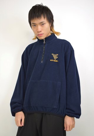 VINTAGE 90S CHAMPION NAVY FLEECE 3/4 ZIP JUMPER