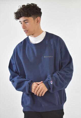 VINTAGE 90S BLUE CHAMPION CREW NECK SWEATSHIRT