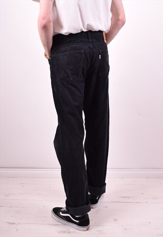 LEVI'S 751 MENS VINTAGE CORDUROY JEANS W34 L32 BLACK 90'S
