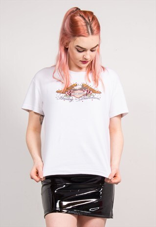 VINTAGE 90'S HARLEY DAVIDSON LOGO RHINESTONE TOP T-SHIRT