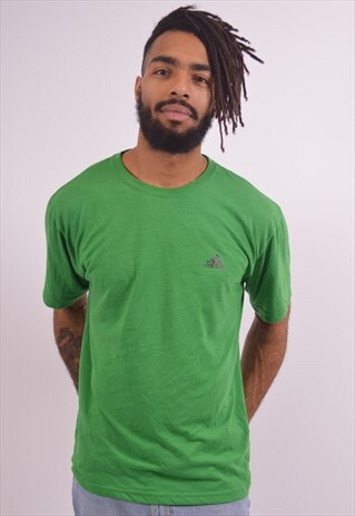 ADIDAS MENS VINTAGE T-SHIRT TOP LARGE GREEN 90S