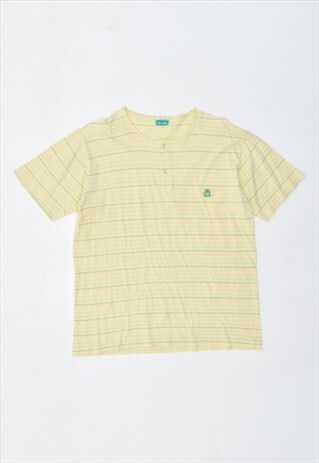VINTAGE 90'S BENETTON T-SHIRT TOP STRIPES YELLOW