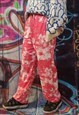 TIE-DYE JOGGERS ACID WASH PANTS GRADIENT OVERALLS IN PINK