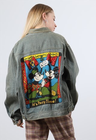 VINTAGE MICKEY LARGE BLUE DENIM JACKET