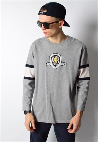 VINTAGE 90S GREY EMBROIDERED TWEETY LONG SLEEVE TOP