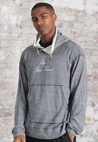 VINTAGE STONE ISLAND LOGO HOODIE GREY