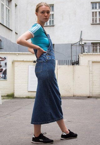 CUTE GRUNGE VINTAGE 90S DENIM OVERALL SKIRT