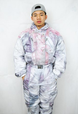 CRAZY PRINT PUFFER SKI SUIT/JUMPSUIT (1990'S)