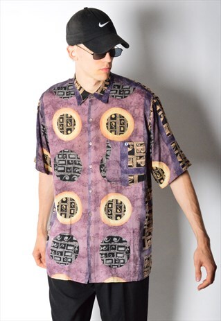 VINTAGE 80S PURPLE ABSTRACT SHIRT