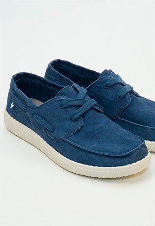 blue canvas deck shoes