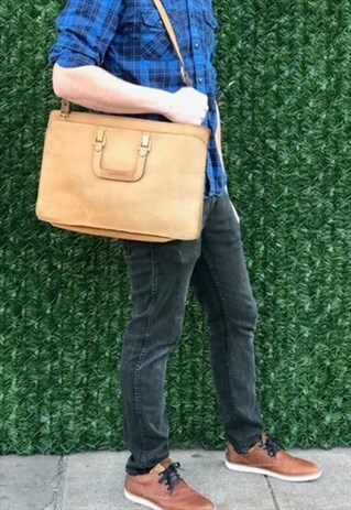 VINTAGE NATURAL LEATHER BRIEFCASE BAG