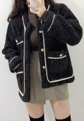 VINTAGE-INSPIRED BORG TWEED JACKET