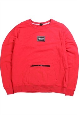 Vintage  Jegged Sweatshirt Crewneck Pullover Red Large