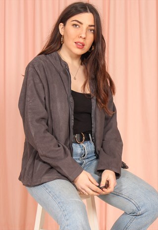 VINTAGE 90S FLEECE JACKET IN GREY