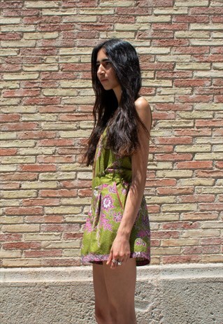 COTTON OPEN BACK JUMPSUIT IN MULTICOLORED BATIK PRINT
