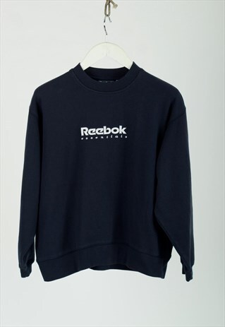 VINTAGE 90S REEBOK NAVY EMBROIDERED SPELL OUT SWEATSHIRT
