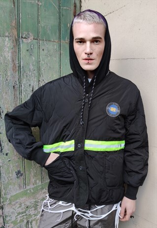 LOOSE OVERSIZE REFLECTIVE TOP QUILTED TRACK TOP JACKET