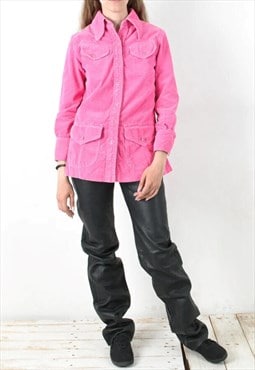 Women S Corduroy Shirt Button Cord Jacket Pink 90's Blazer