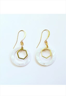 Pearl Effect Acrylic and Brass Festival/Wedding Earrings