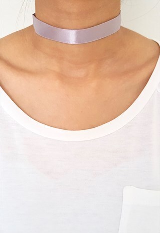 SMALL SATIN CHOKER - GREY