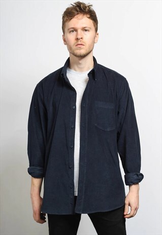 VINTAGE CORDUROY CORD SHIRT BLUE