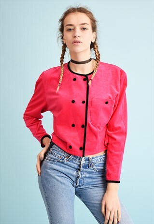 80'S RETRO VELVET MOMS CROPPED JACKET