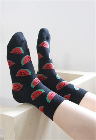 WATERMELON PRINTED SOCKS - BLACK