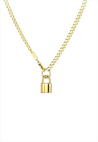 GOLD LOVE LOCK DOWN NECKLACE